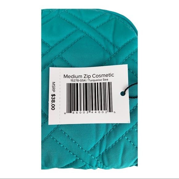 Vera Bradley Medium Zip Cosmetic Turquoise Sea - Picture 11 of 14